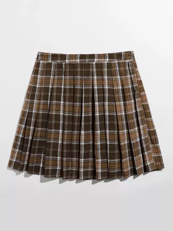 SHEIN Plus Tartan Pleated Hem Skirt | SHEIN USA