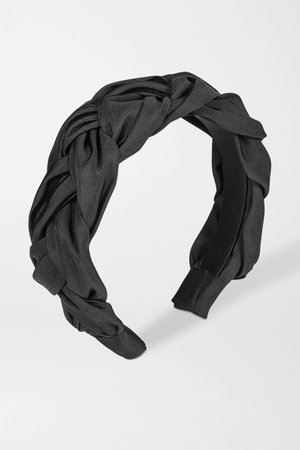Black Lorelei braided silk-faille headband | Jennifer Behr | NET-A-PORTER