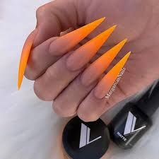 orange nails stiletto