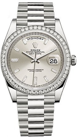 Rolex Day-Date 40 Solid White Gold Diamond Men's Watch