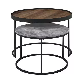 30" Rustic Nesting Round Coffee Tables - Saracina Home : Target