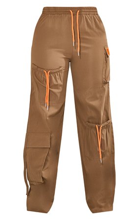 Plt Shape Khaki Pocket Detail Wide Leg Joggers | PrettyLittleThing USA