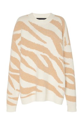 Zebra Intarsia-Knit Wool and Cashmere-Blend Sweater by Sally LaPointe | Moda Operandi