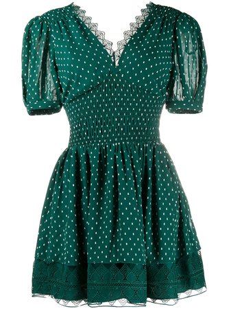 Shop green Self-Portrait polka dot dress with Express Delivery - Farfetch