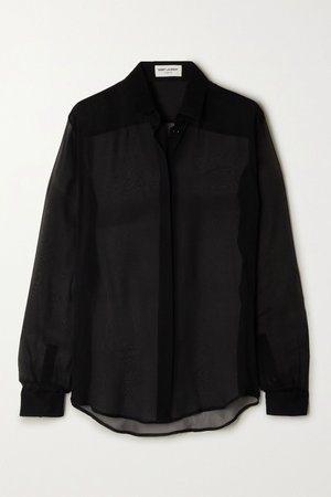 Black Silk-chiffon shirt | SAINT LAURENT | NET-A-PORTER