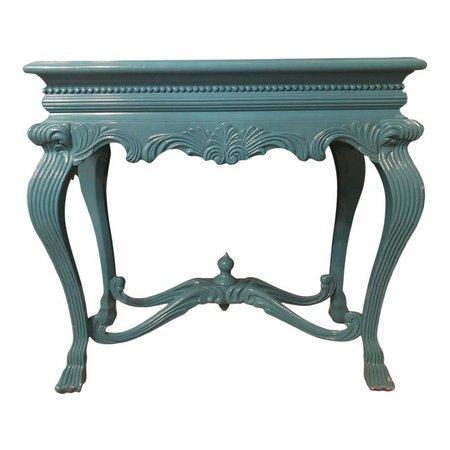 Victodern Teal Lacquered Console Table | Chairish