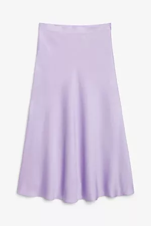 Satin midi skirt - Lavender - Skirts - Monki WW