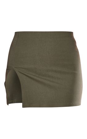 Khaki Stretch Woven Extreme Micro Mini Skirt | PrettyLittleThing USA