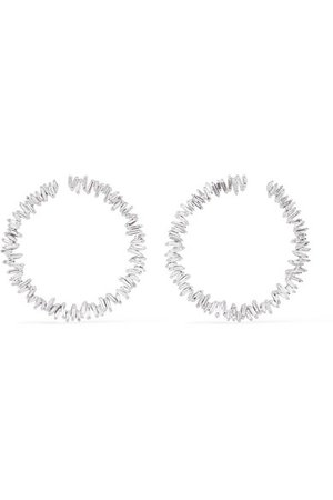 SUZANNE KALAN Spiral 18-karat white gold diamond hoop earrings