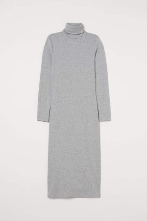 Jersey Turtleneck Dress - Gray