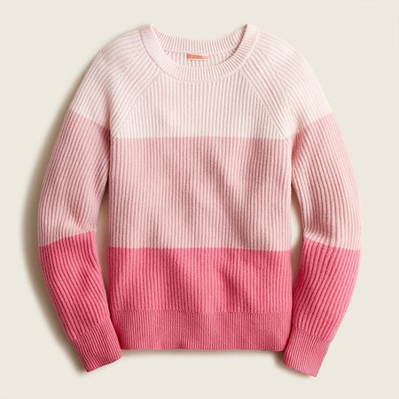 J.Crew: Ribbed-cashmere Relaxed Crewneck Sweater In Colorblock For Women