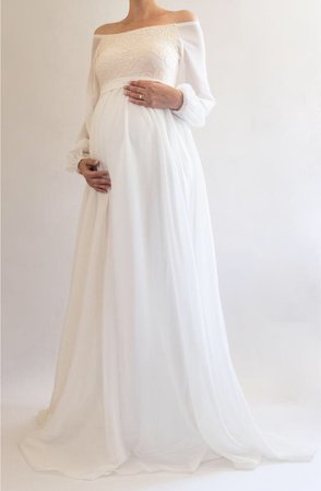 Flowing white maternity dress