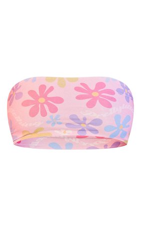 Plt Baby Pink Flower Bandeau Bikini Top | PrettyLittleThing CA