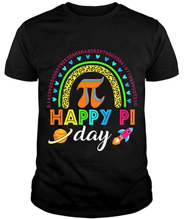 Happy Pi Day Mathematic Math Teacher Gift Leopard Rainbow T-Shirt : Handmade Products