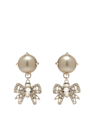 MIU MIU - Pearl And Crystal Bow Drop Earrings