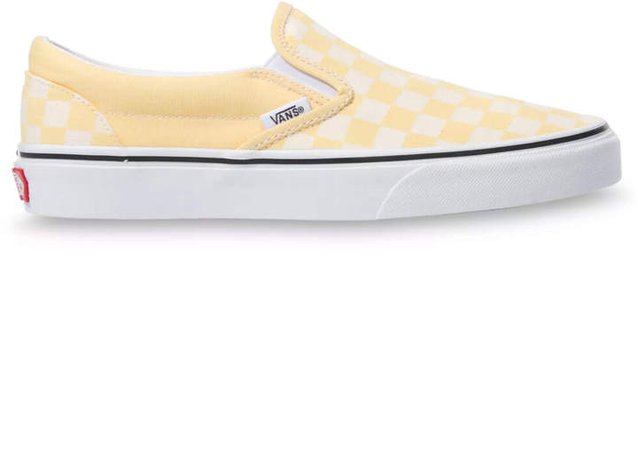 Checkerboard Yellow & True White Womens Slip-On Shoes