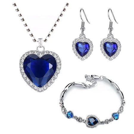 Titanic Heart of Ocean blue heart love forever pendant Necklace + velvet bag|Pendant Necklaces| - AliExpress