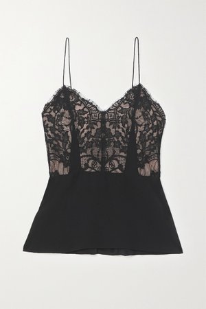 Black Lace and silk-georgette camisole | Alexander McQueen | NET-A-PORTER