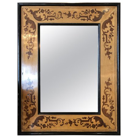 Victorian Mahogany Mirror With Inlaid Design | Chairish