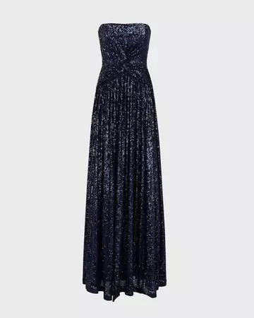 Halston Elisabeth Twist-Front Sequin Gown | Neiman Marcus