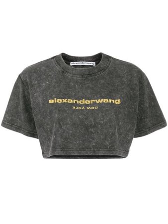 Alexander Wang Logo Embroidered Cropped T-Shirt | Farfetch.com