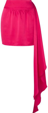 Draped Silk-charmeuse Mini Skirt - Fuchsia