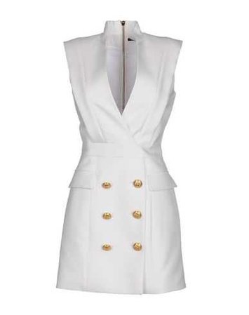 BALMAIN IVORY SHORT TUXEDO DRESS, WHITE | ModeSens
