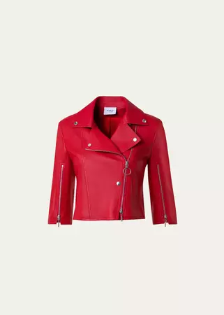 Akris punto Perforated Nappa Leather Cropped Biker Jacket - Bergdorf Goodman