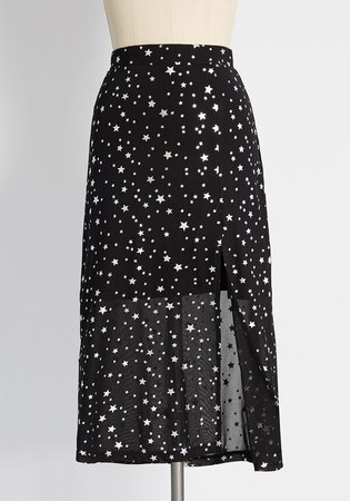 Star Witness Mesh Midi Skirt Black | ModCloth
