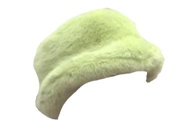 green fluffy hat