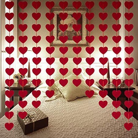 Amazon.com: Valentines Day Decorations - 80 PCS Red Felt Garland Hanging String Hearts - NO DIY - Valentines Day Decor for Home Office Wedding Anniversary Birthday Party : Home & Kitchen
