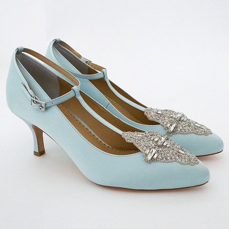 Light blue floral heels