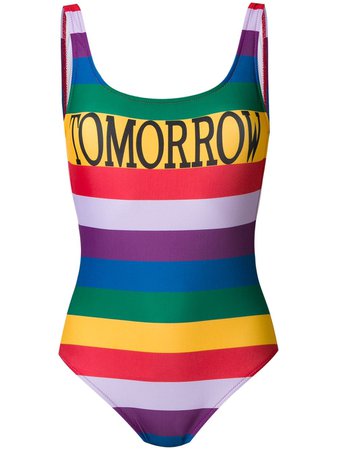 Alberta Ferretti Tomorrow Rainbow Stripe Swimsuit Ss18 | Farfetch.com