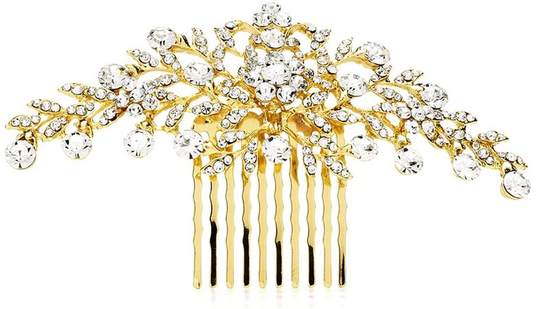 Amazon.com: Mariell Glistening Gold and Clear Crystal Petals Bridal, Wedding or Prom Hair Comb Accessory : Mariell: Beauty & Personal Care