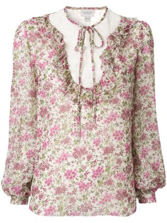 Giambattista Valli floral ruffle blouse