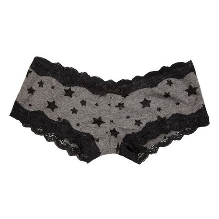 black lace grey star print panties