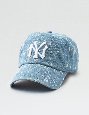 American Needle Bleach Splatter NYY Baseball Hat, Blue | American Eagle Outfitters