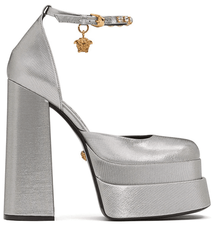 Versace Aevita Medusa Silver Platform Heels