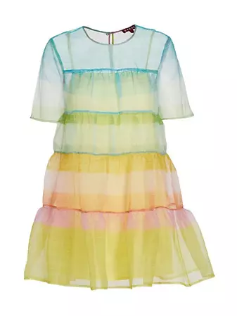 Shop STAUD Hyacinth Tiered Flared Minidress | Saks Fifth Avenue