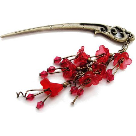 Red Flowers Hairpin
