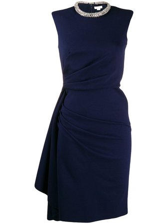 Blue Alexander McQueen Draped-effect Pencil Dress | Farfetch.com