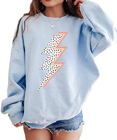 Smilye Lightningg Bolt Sweatshirt, Happy Face Lightningg Bolt Shirt, Smilye Preppy Sweatshirt, Smile Face Aesthetic Clothes, Custom Hoodies For Teen Girls, Aesthetic Hoodies For Teen Girls Design-10 - - Amazon.com