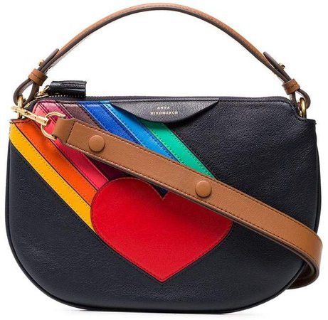 multicoloured Soft Stack heart leather cross body bag