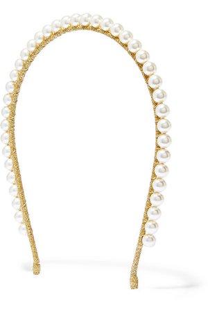 Jennifer Behr | Brinn gold-tone Swarovski pearl headband | NET-A-PORTER.COM