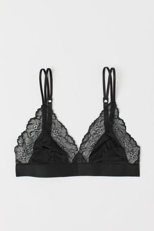 Soft microfibre and lace bra - Black - Ladies | H&M GB