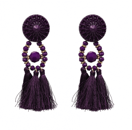 Dark purple earrings with tassels - Earrings - Jewellery & Bijoux - Ladies - bouFFante