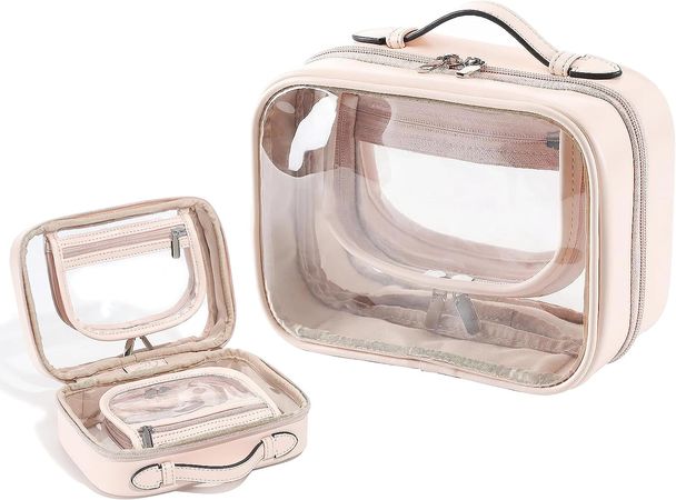 Amazon.com: ALEXTINA Clear Makeup Bag Organizer - Travel Toiletry Bag, Cosmetic Bag Make Up Bag, Transparent Travel Makeup Bag Makeup Pouch, Portable Cosmetic Organizer Storage Bag, Pink : Beauty & Personal Care