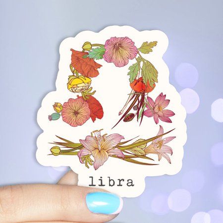 Botanical Libra Vinyl StickerLibra StickersHoroscope | Etsy
