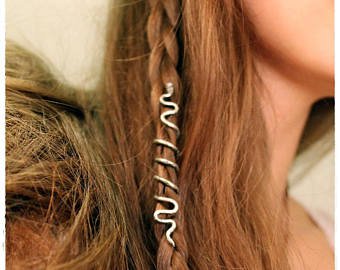 Viking jewelry for long hair Spiral hair piece for braids | Etsy