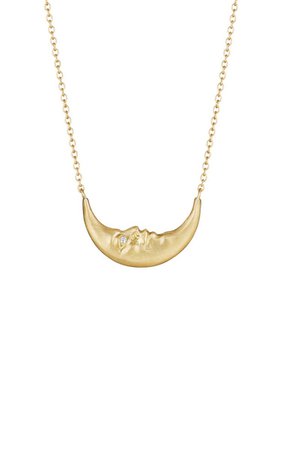 Crescent Moonface 18k Yellow Gold Diamond Necklace By Anthony Lent | Moda Operandi